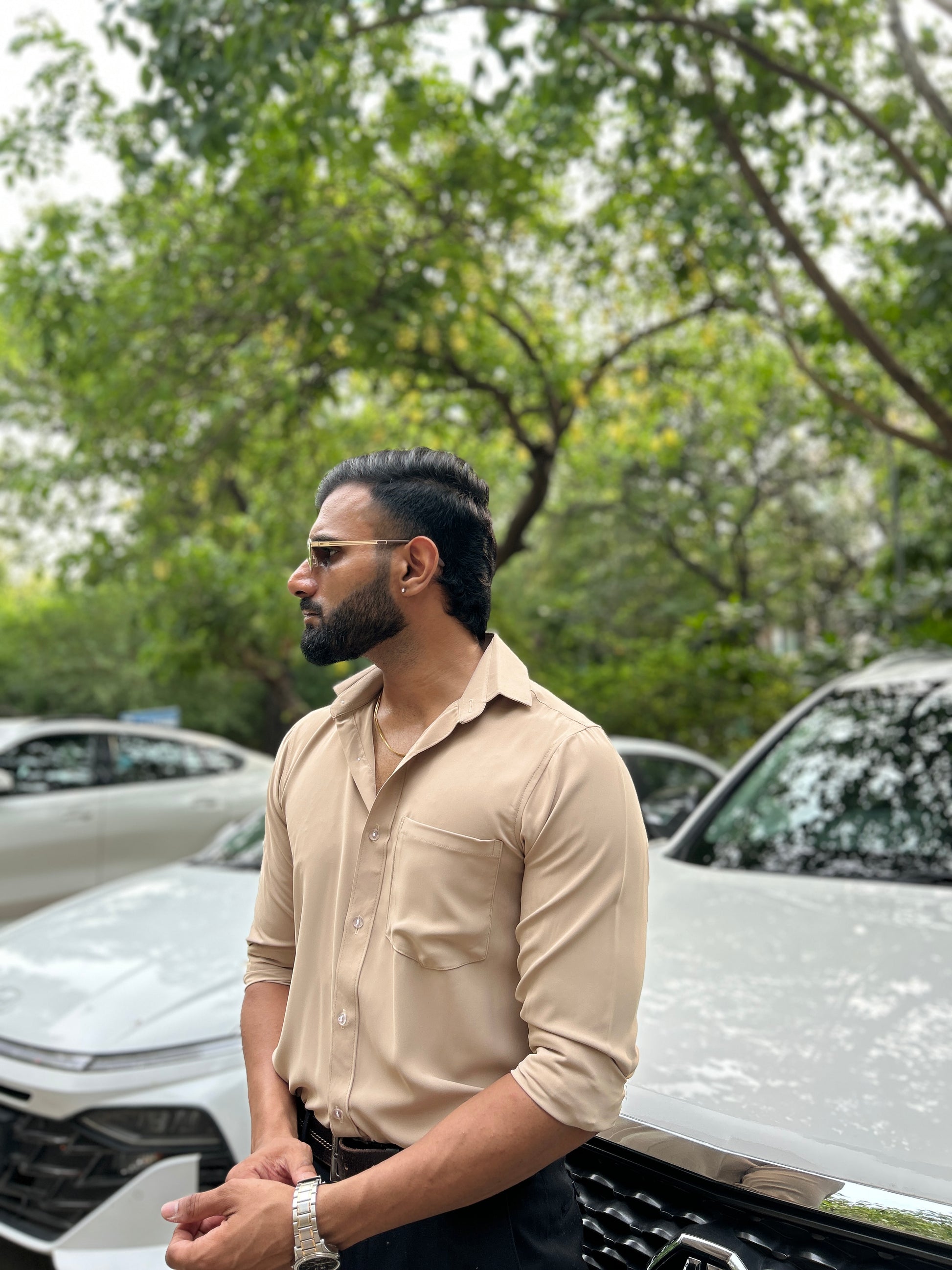 Beige shirt for men, men full sleeves shirt, summer inspiration for men outfit, classy shirts for men, elegant men shirt, premium ikimi quality