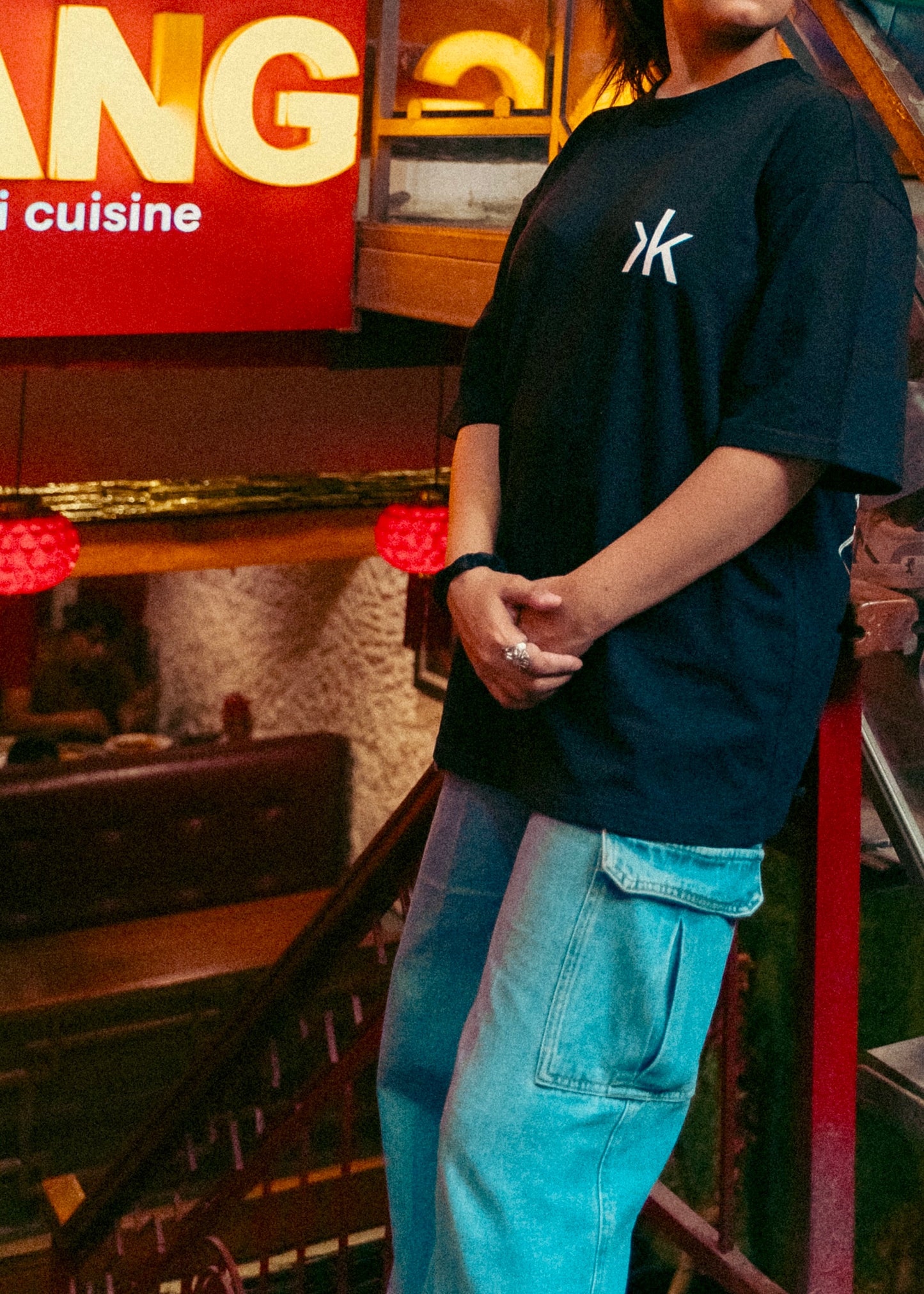 Indian streetwear brand with drop shoulder fit and screen print, black t-shirt