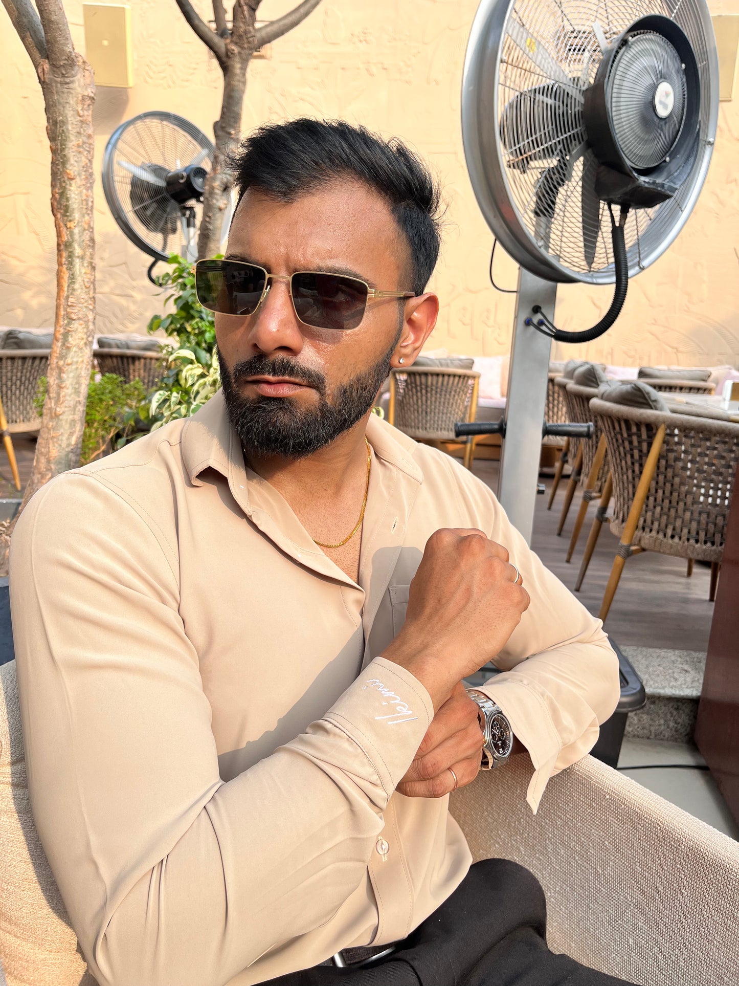 Beige men shirt, men shirt for all seasons