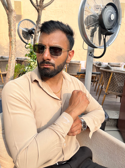 Beige men shirt, men shirt for all seasons
